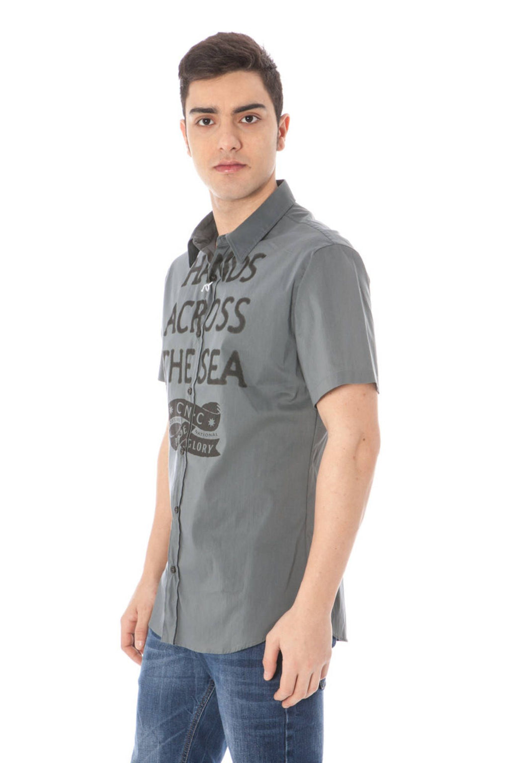 COSTUME NATIONAL CAMICIA MANICHE CORTE UOMO GRIGIO
