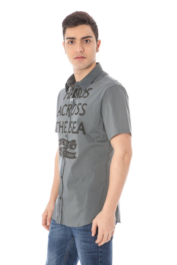 COSTUME NATIONAL CAMICIA MANICHE CORTE UOMO GRIGIO