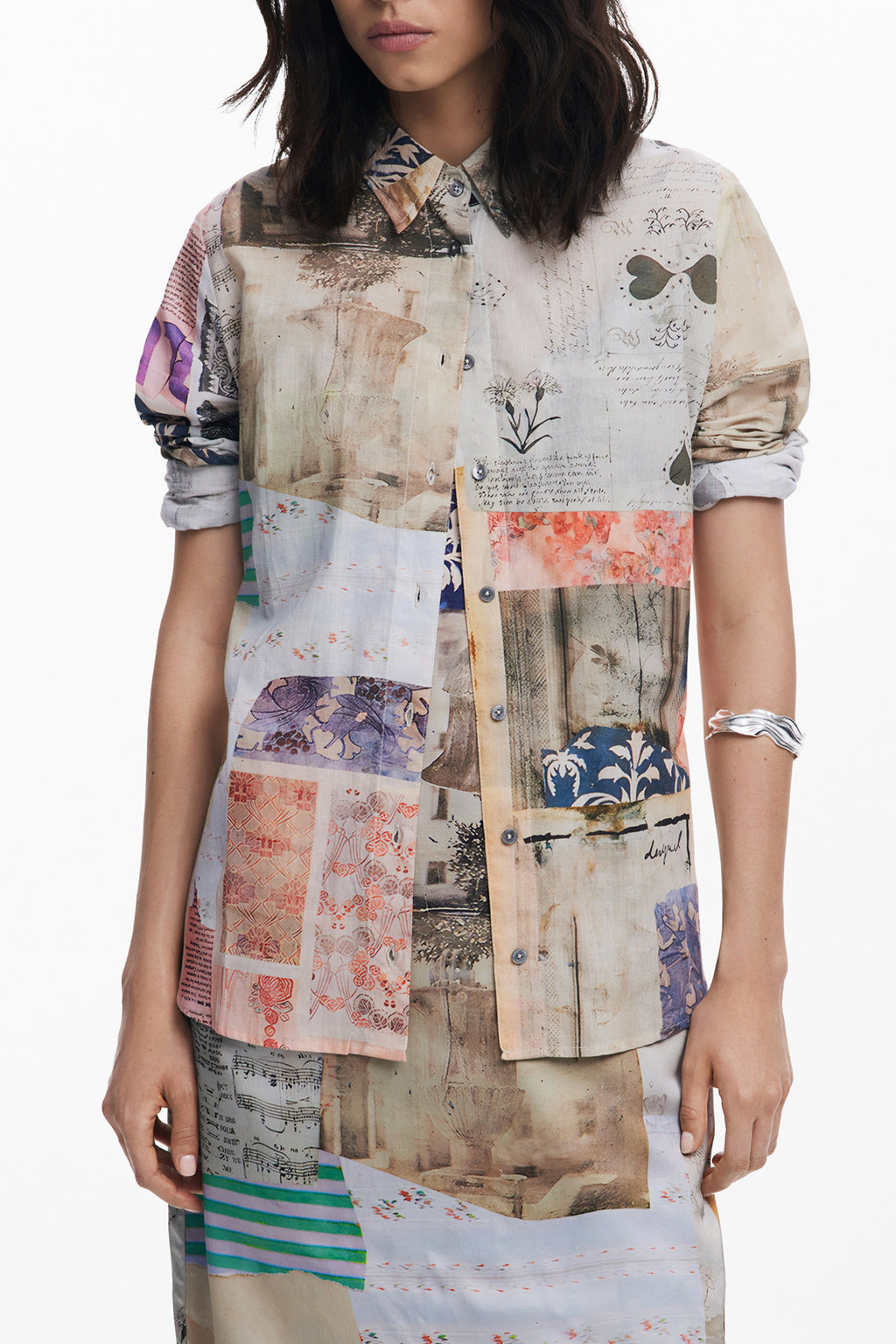 DESIGUAL CAMICIA MANICHE LUNGHE DONNA BEIGE