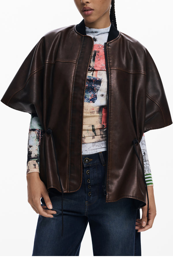 DESIGUAL PONCHO DONNA MARRONE