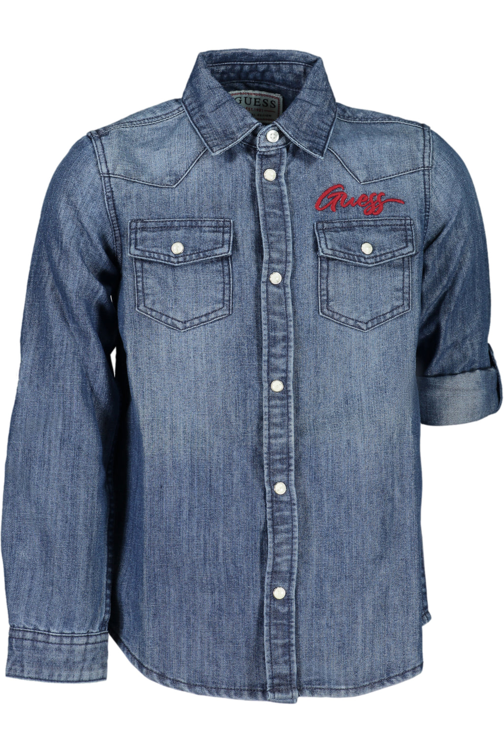 GUESS JEANS CAMICIA MANICHE LUNGHE BAMBINA BLU